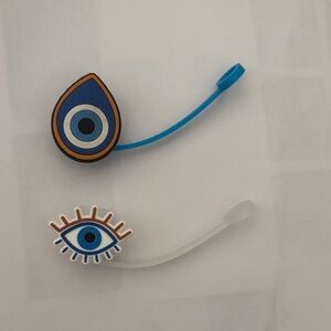 Blue and White Evil Eye Straw Toppers